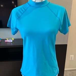 EUC-RASH GUARD Lands' End Short-Sleeve Bright Turquoise XL